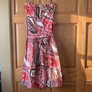 Orange/brown Sleeveless Midi Dress